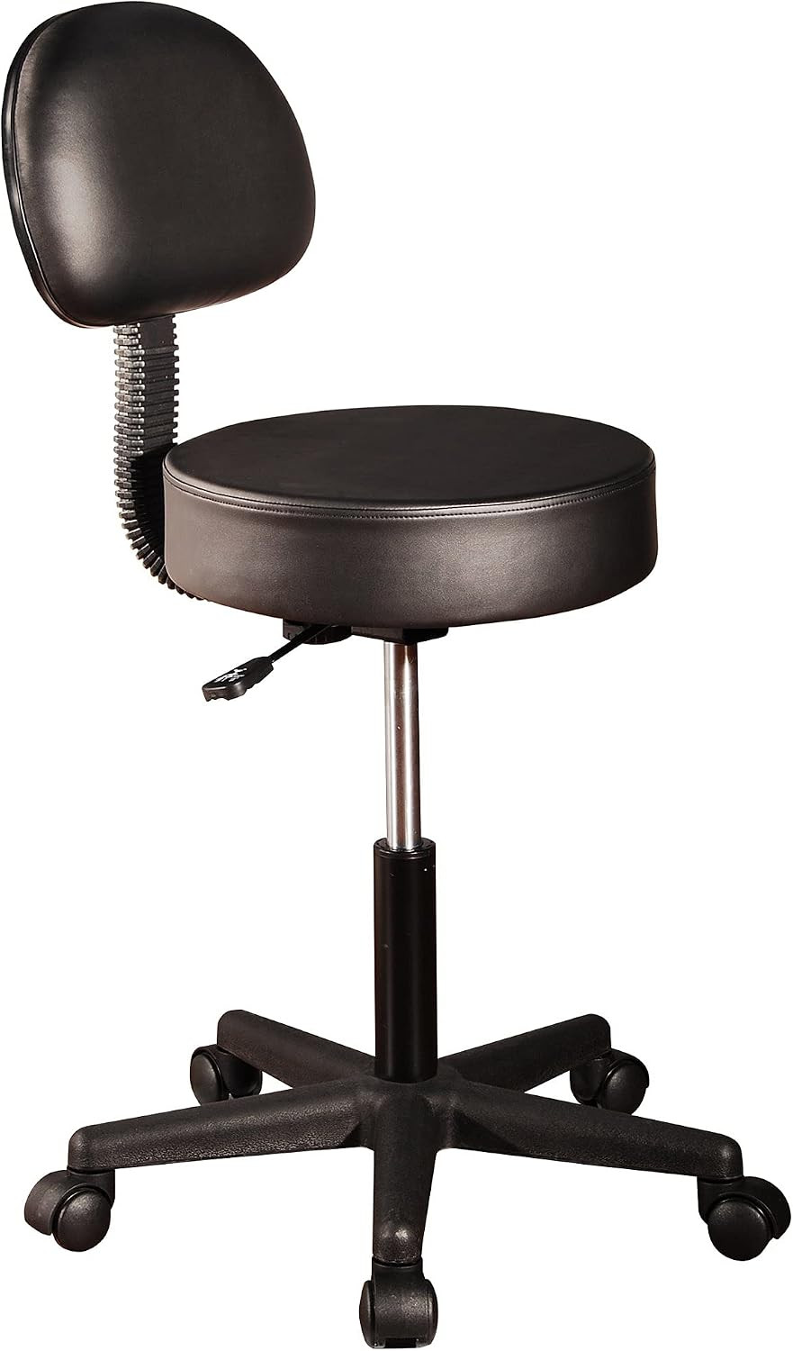 Ergonomic Black Pneumatic Rolling Massage Stool with Backrest for Comfort