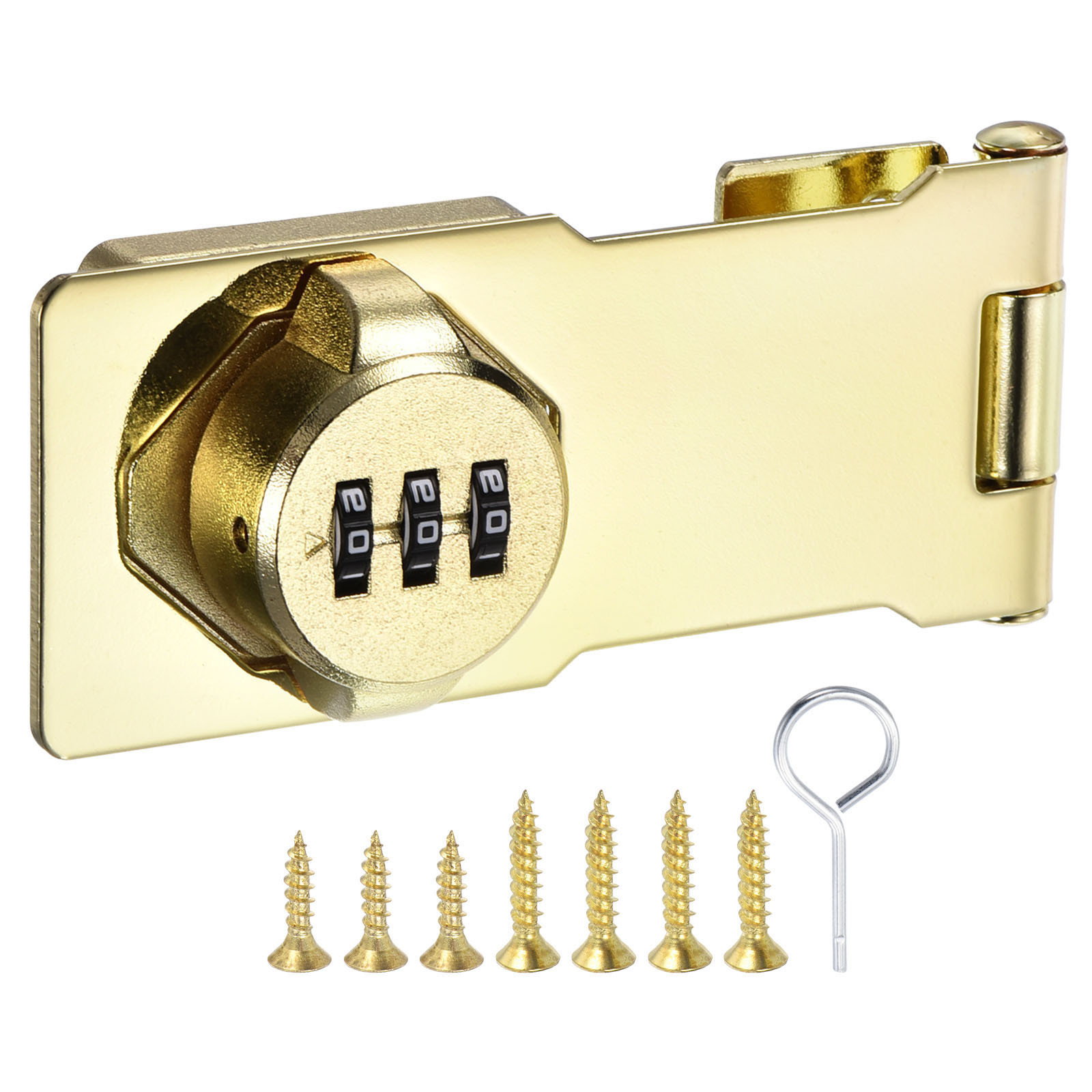 Household Cabinet Password Lock Hasp Lock Latch with 3-Digit Password Golden
