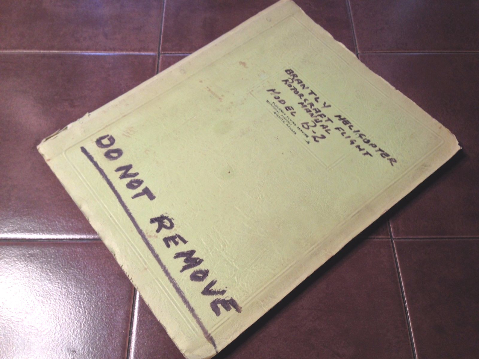 Original Brantly B-2 Helicopter Rotorcraft Flight Manual