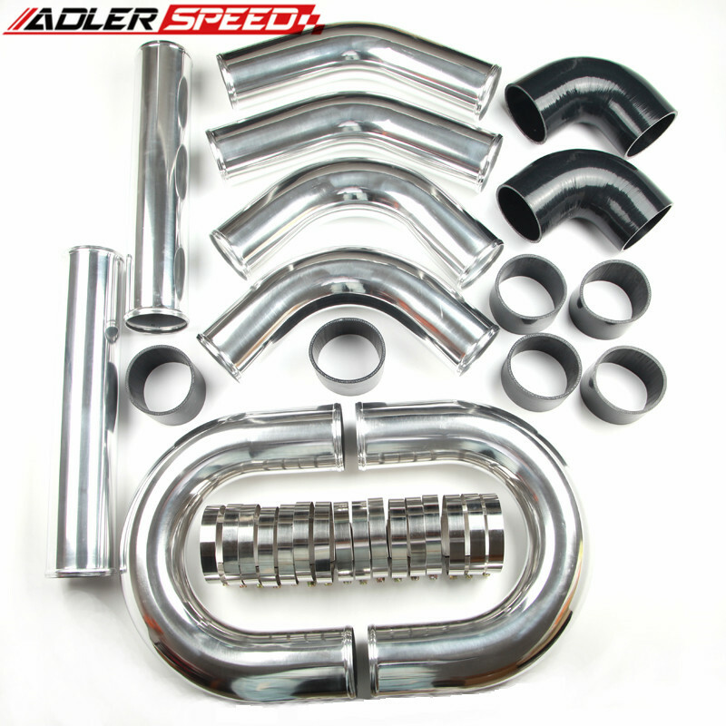 US SHIP 3.5" Inch Aluminum Turbo Intercooler Piping Kit Pipes +Clamps & Couplers