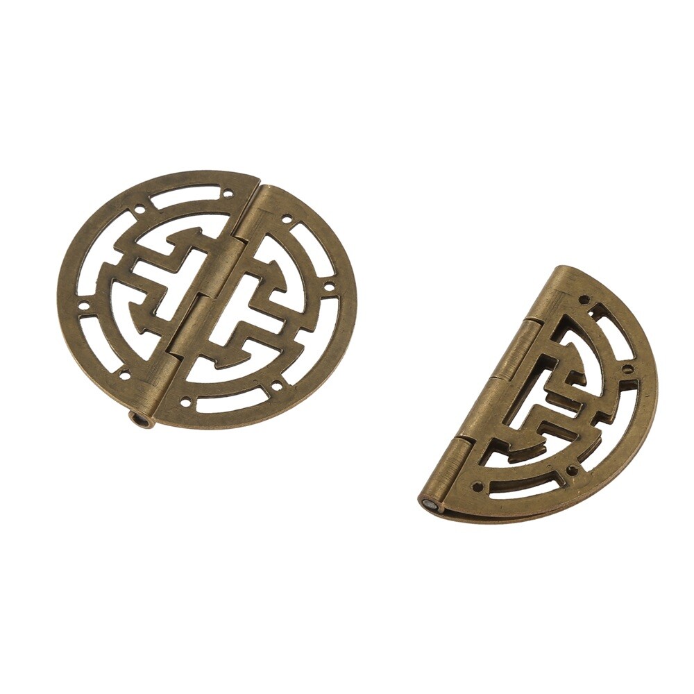2pcs Round Hollow Hinges Brass Yellow Bronze 45mm/1.77inch for Home Office Shop