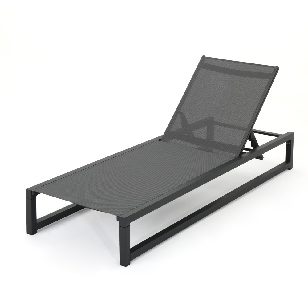 5-Level Adjustable 2-Piece Outdoor Chaise Lounge, Durable Aluminum Frame