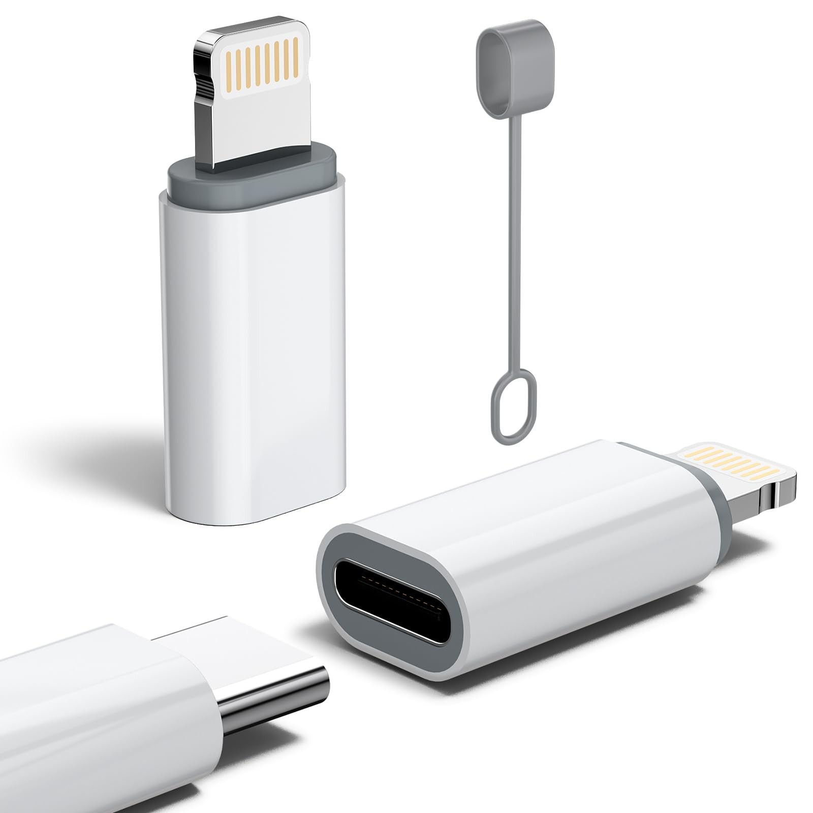 MFi Certified 27W USB C to Lightning Adapter (2 Pack) - Fast Charging White