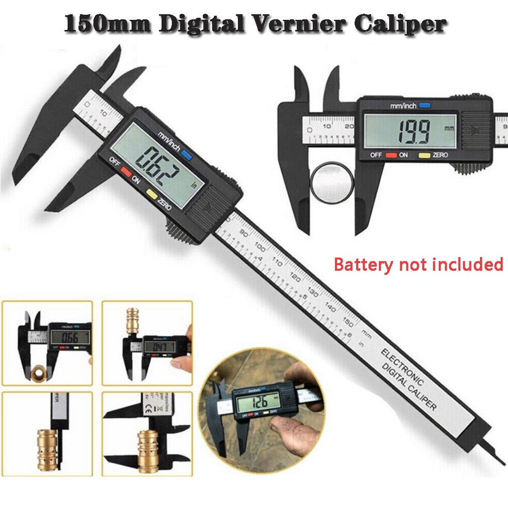 Plastic 150mm Digital Vernier Caliper Micrometer Measure Tool Gauge Ruler