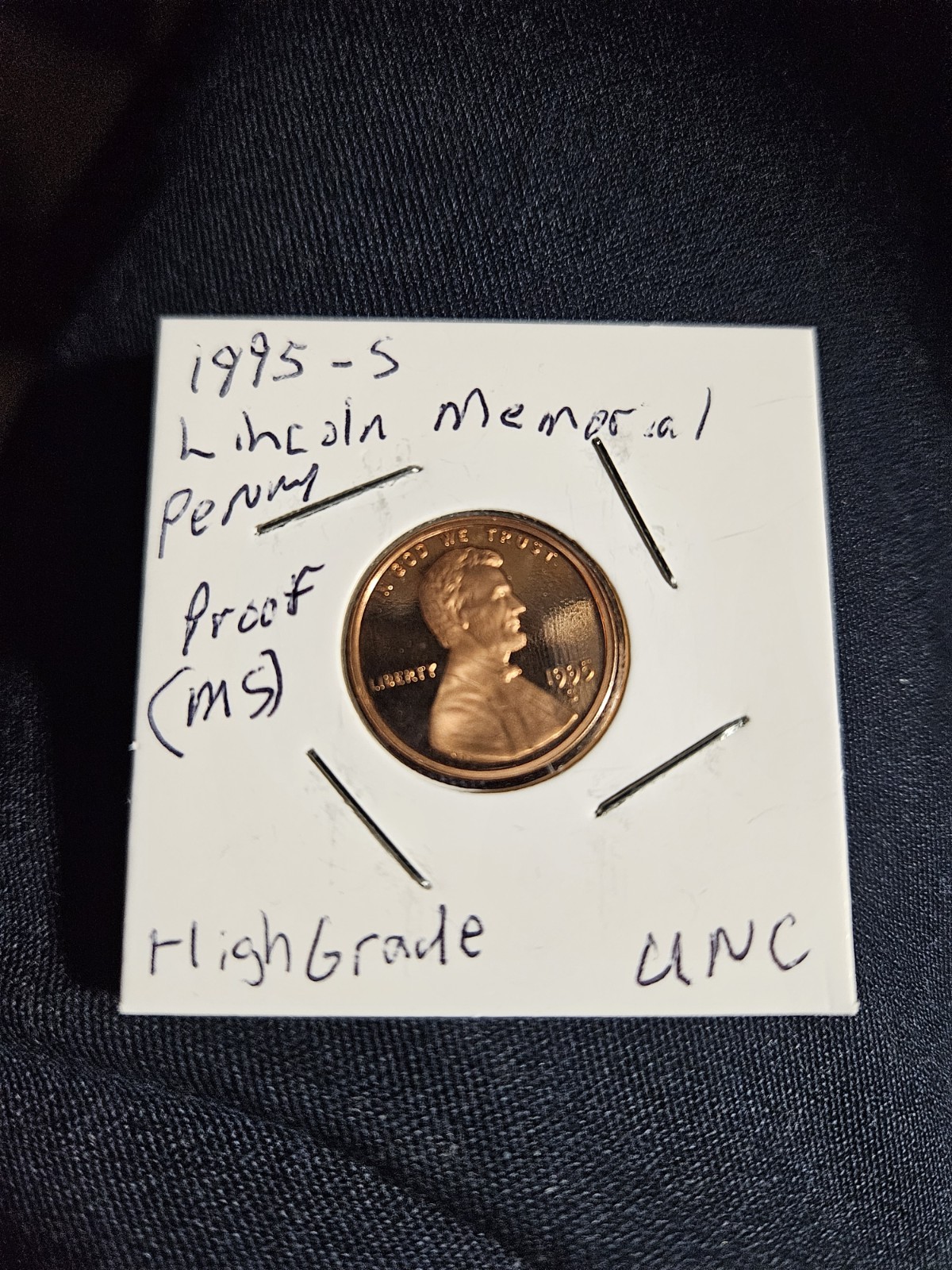 1995 S Lincoln Memorial Penny PROOF, UNC, High Grade, Nice Collection Coin
