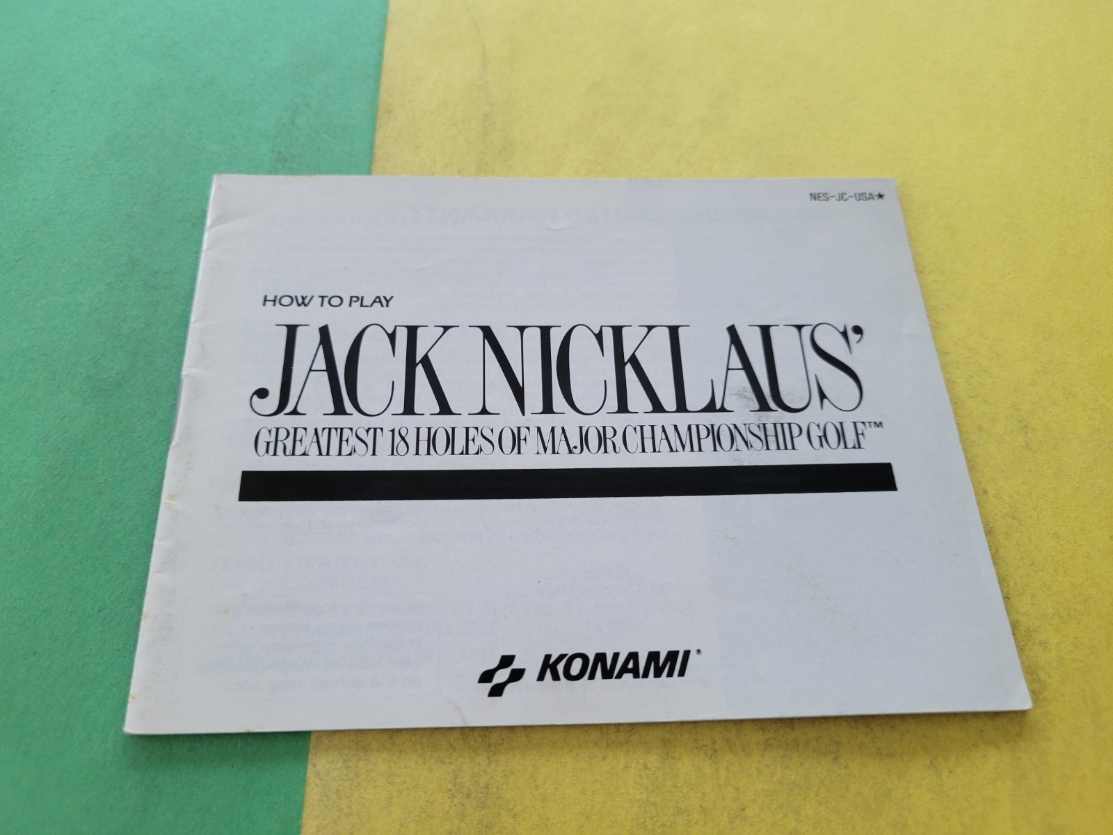 Nintendo NES Manual Only Jack Nicklaus NES