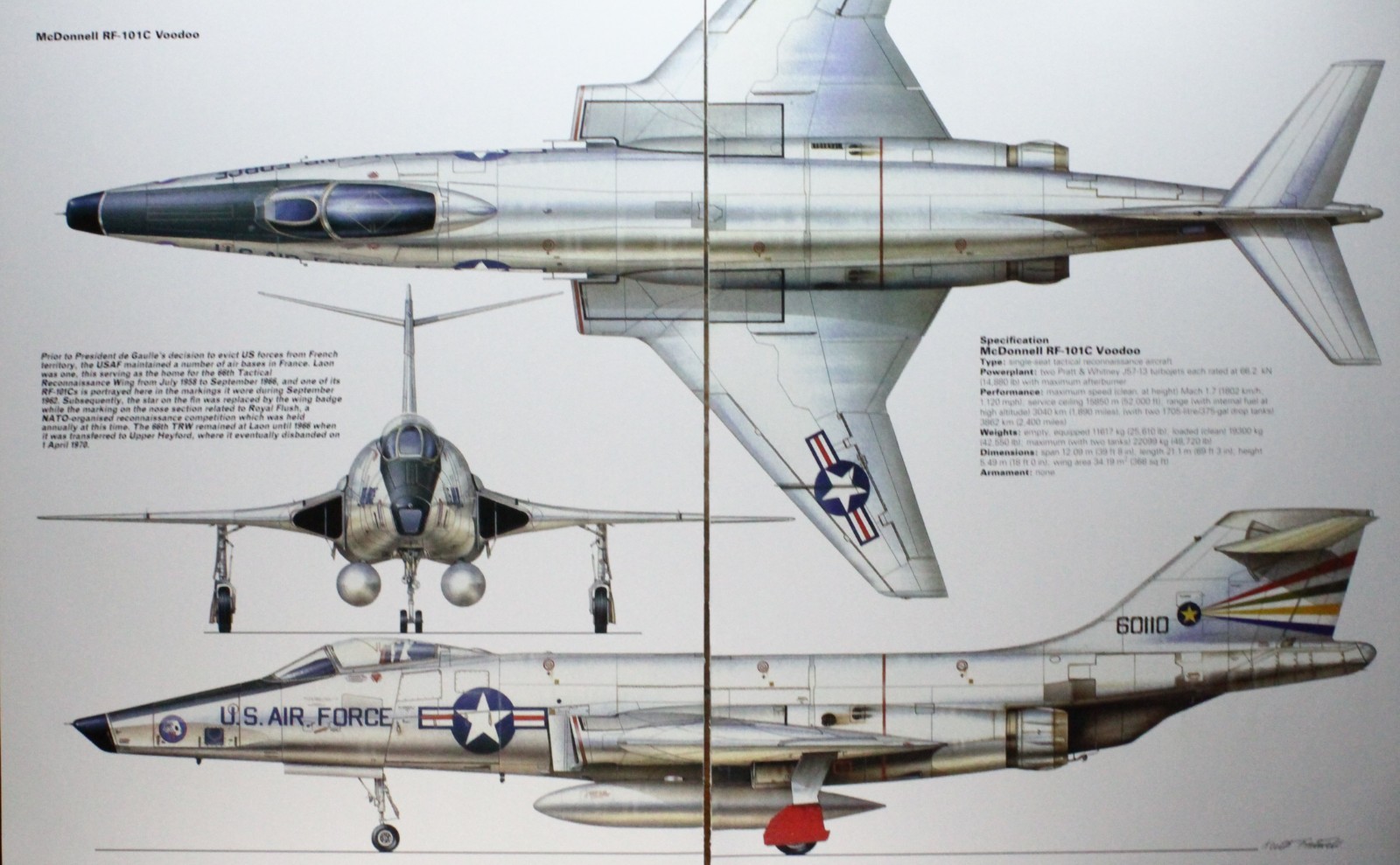 Voodoo McDonnell Jet Picture Article Vtg Wall Art Aircraft Sheet Display