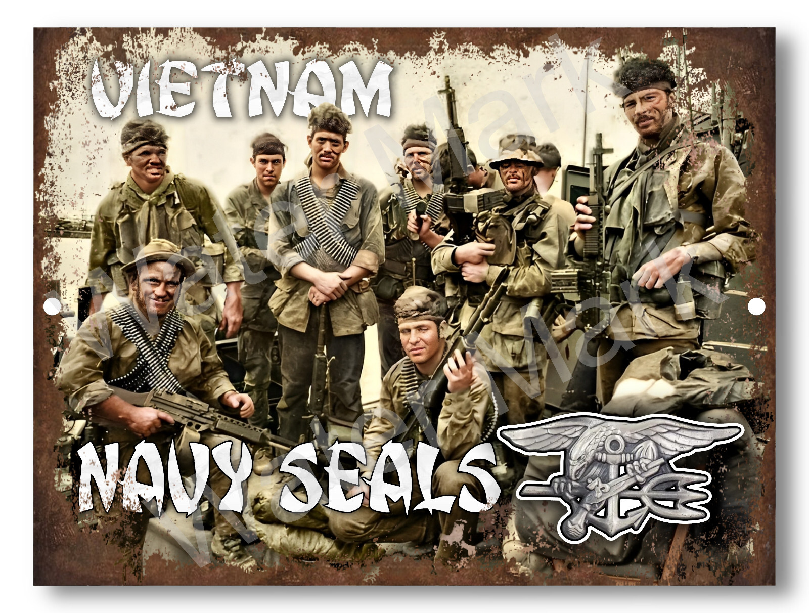 Vietnam U.S. Navy SEALS, Special Ops, 9''x12'' Vintage Alum, tin, Metal sign.