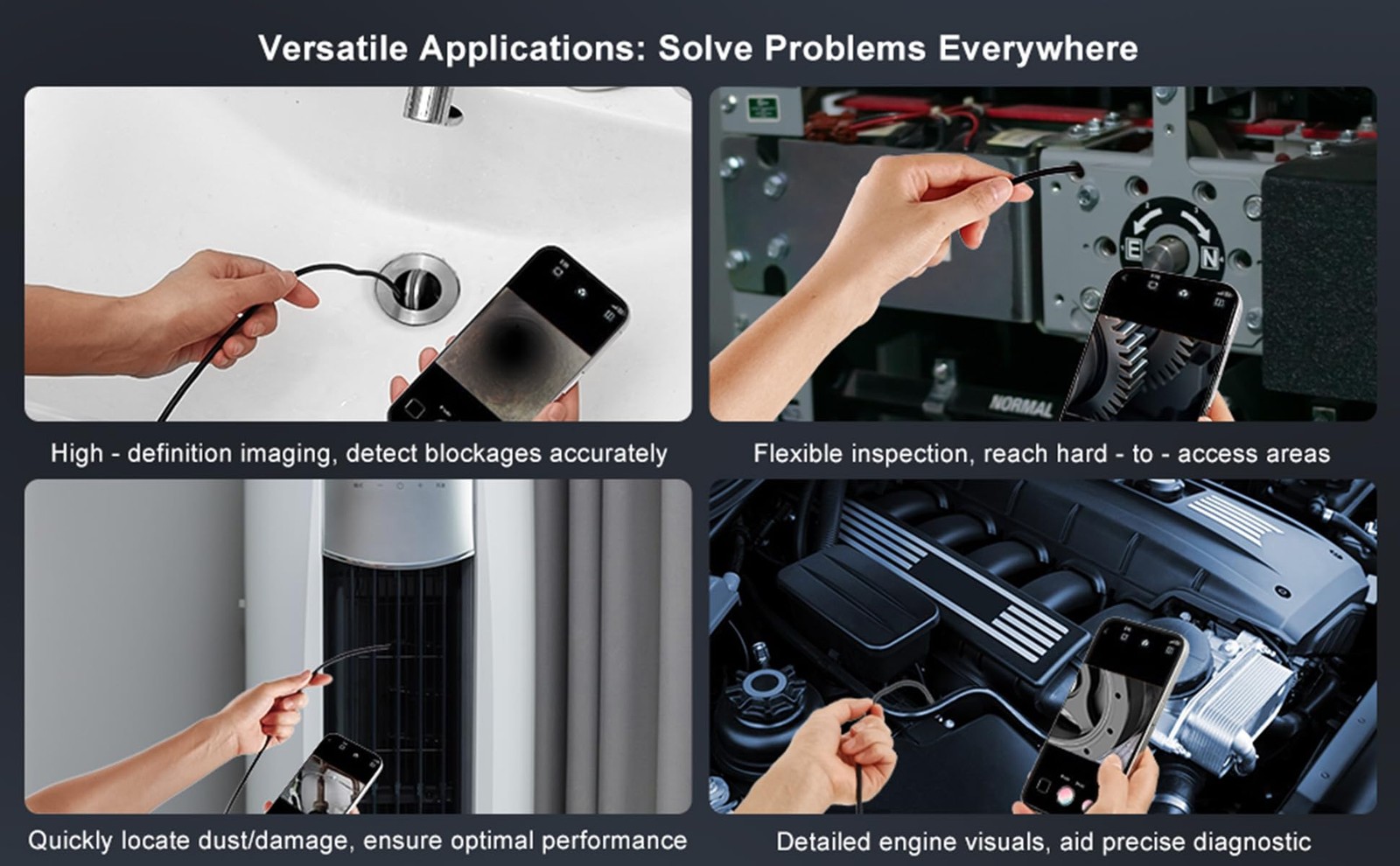 Endoscope Camera with Light, 1920P HD Borescope, 8 Adjustable LED Light, IP67...