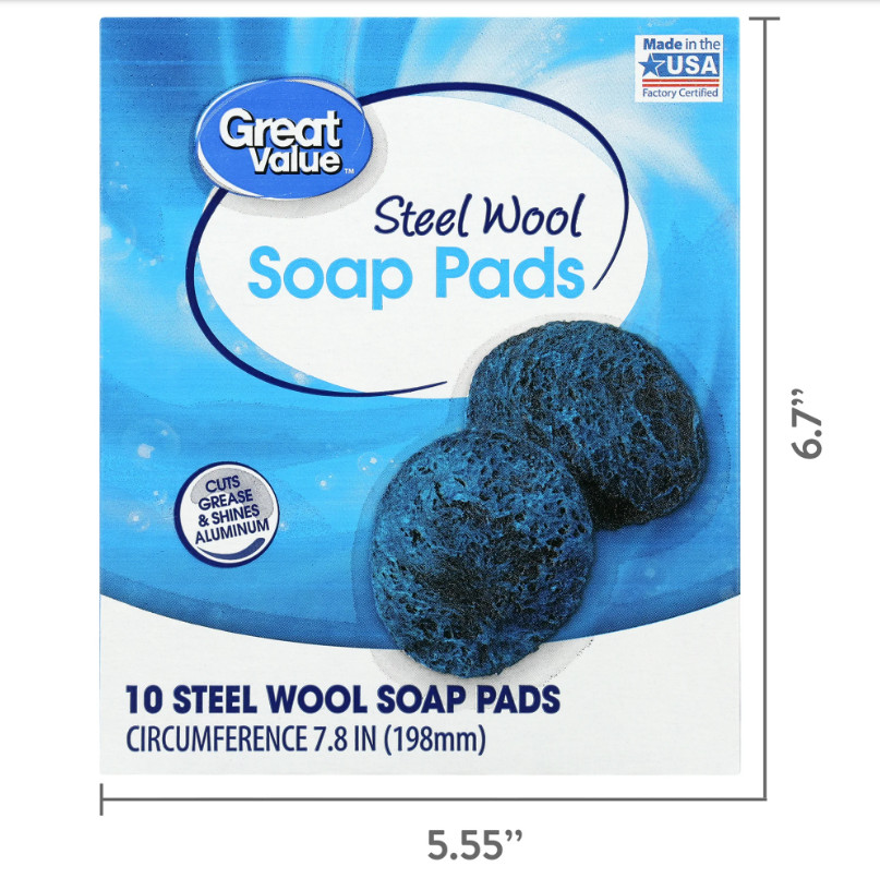 Great Value Steel Wool Soap Pads, 10 Count Free Ship