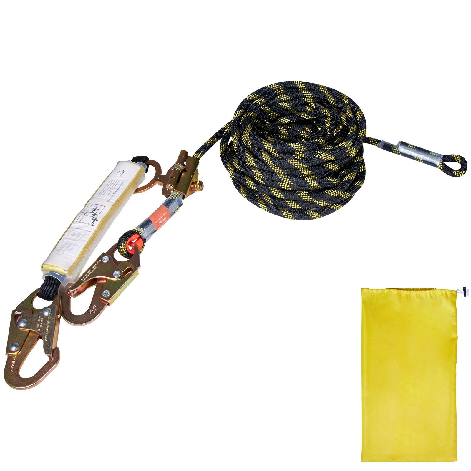 Vertical Lifeline Assembly, 0.55'' x 50' Fall Protection Rope with 30 KN