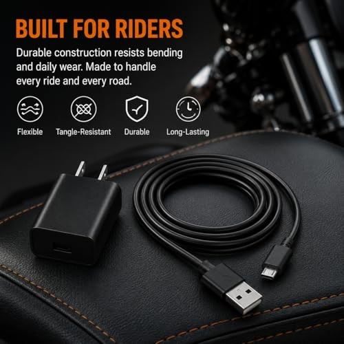 Charger for Cardo (5ft) - Motorcycle Bluetooth Headset Micro USB Charging