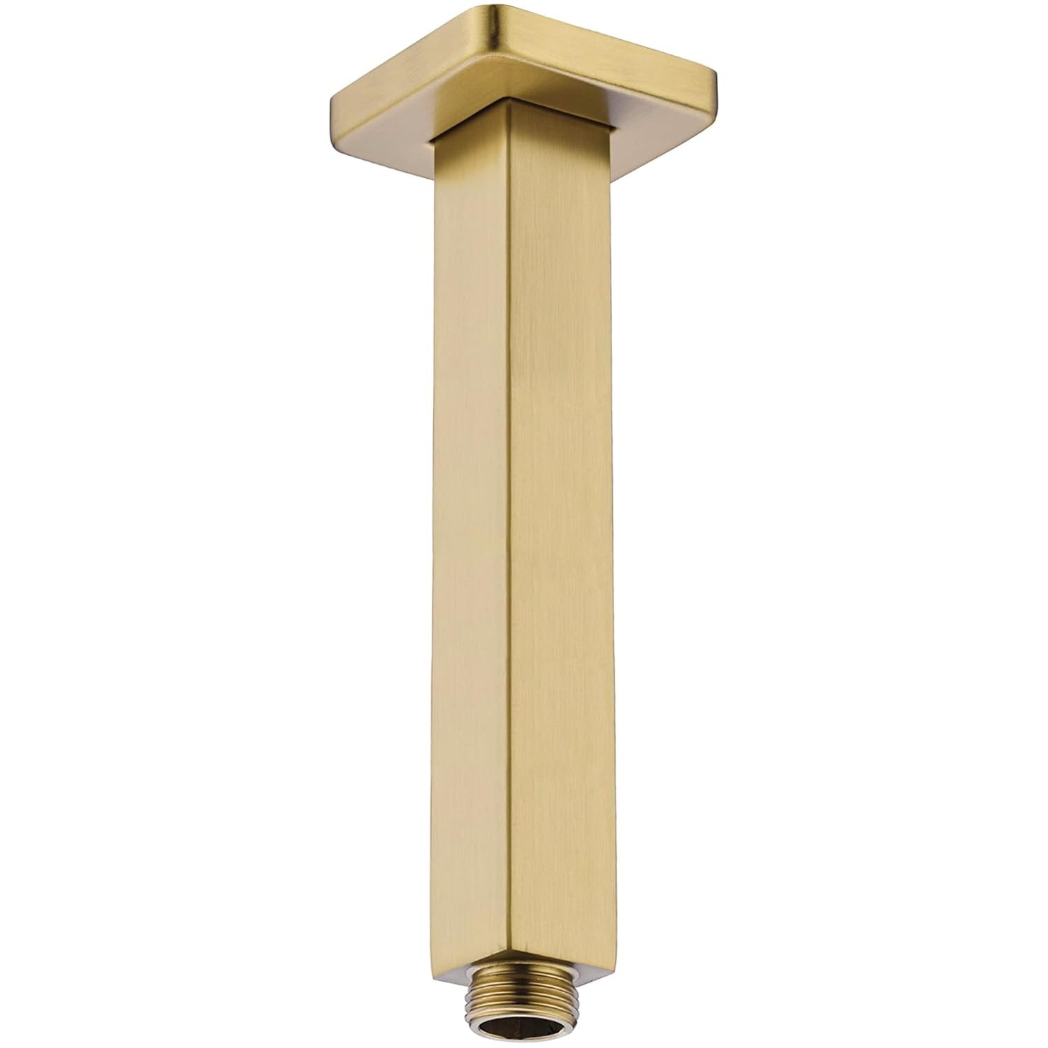 Shower Arm 8 Inch Square Ceiling Mount with Flange - Brushed Gold SUS304 Steel