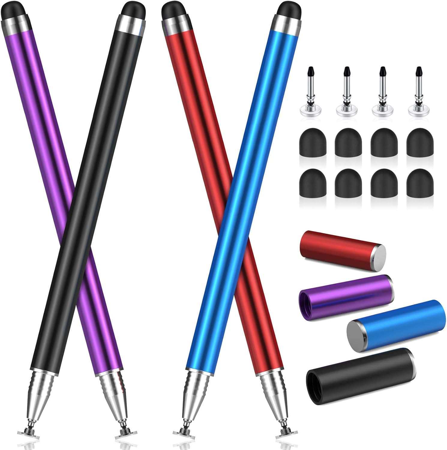 4 Pack Stylus Pens for Touchscreens, 2-In-1 High Sensitivity&Precision Capacitiv