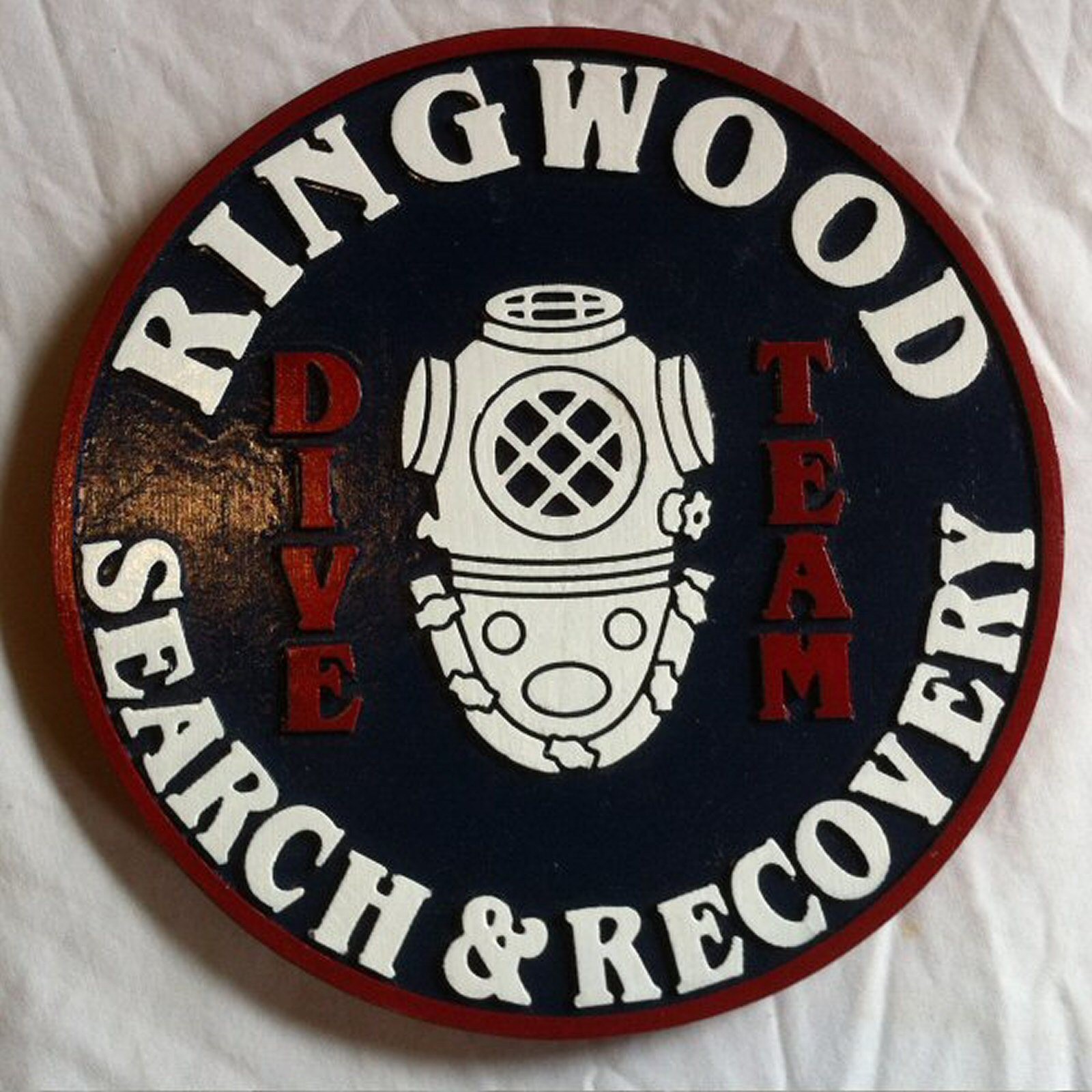 Ringwood Fire Department Search Dive Team Patch Sign 3D plaque Carved