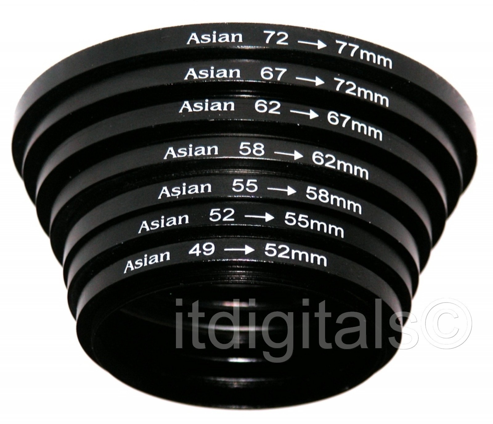 STEP UP Stepping Metal Adapter RING SET 49 52 55 58 62 67 62 77 mm 7 Piece  Set