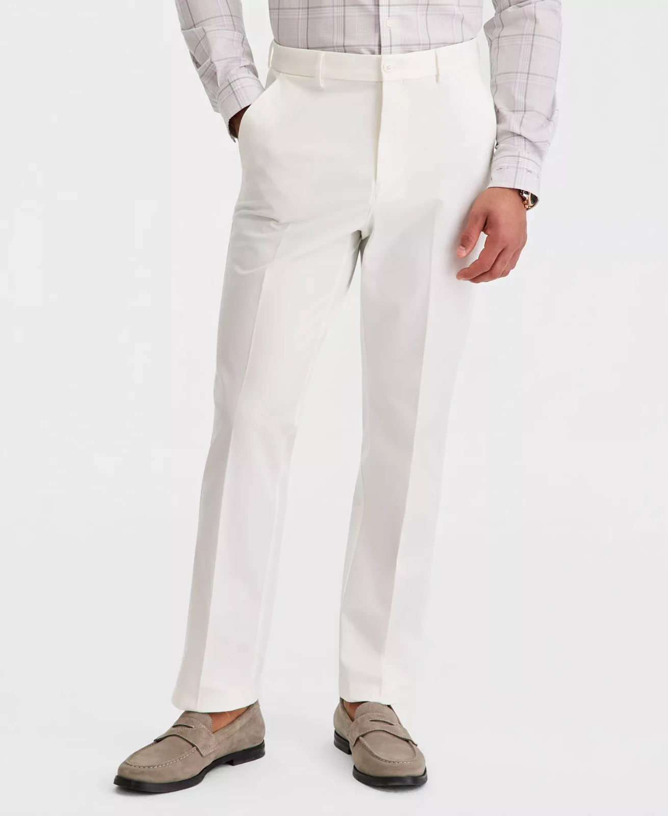 Michael Kors Classic-Fit Cotton-Blend Dress Pants Men's 36W x 34L Off White