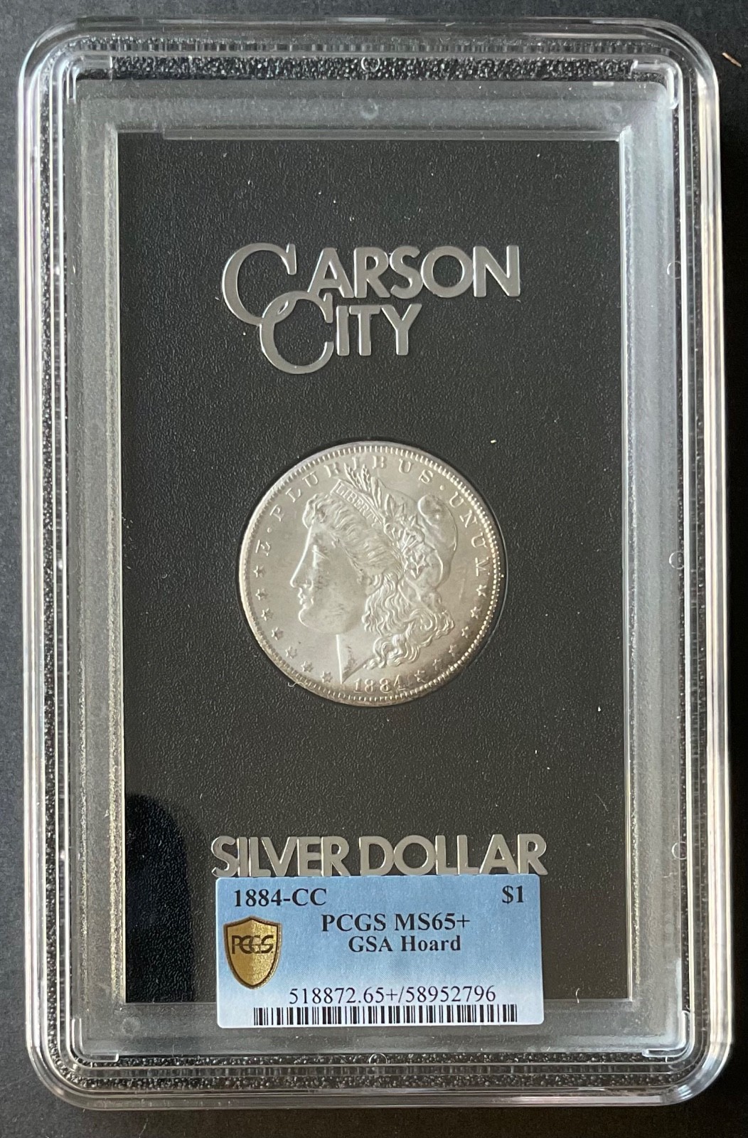 1884-CC PCGS Graded 65+ Morgan Silver Dollar GSA Hoard