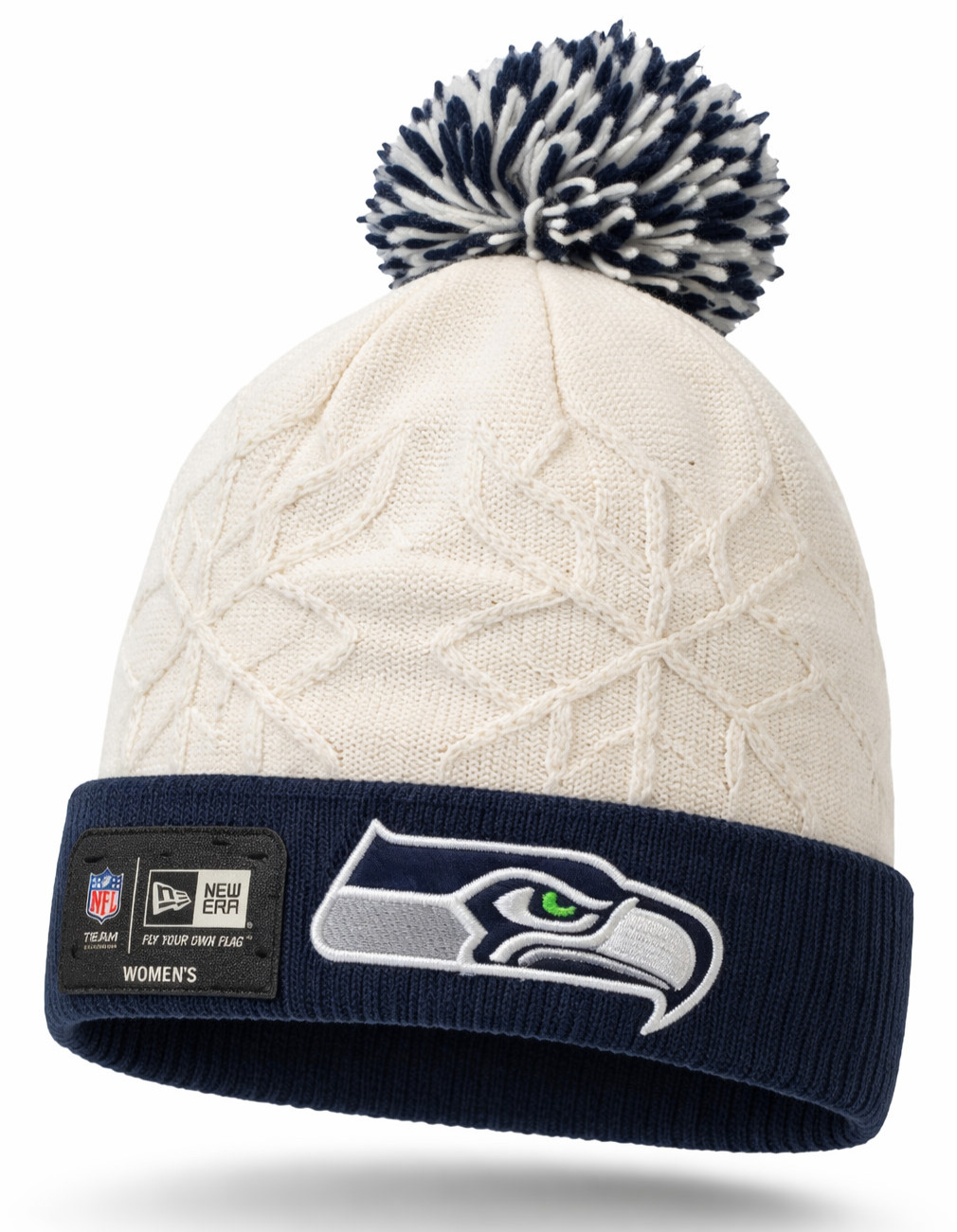 Seattle Seahawks New Era Women's Two-Tone Cuffed Knit Hat Beanie, White  OSFA
