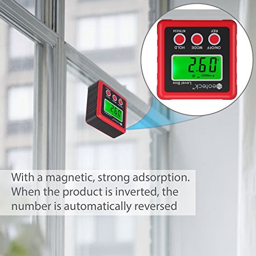 Digital Angle Finder, Backlight LCD Digital Angle Gauge Protractor Red