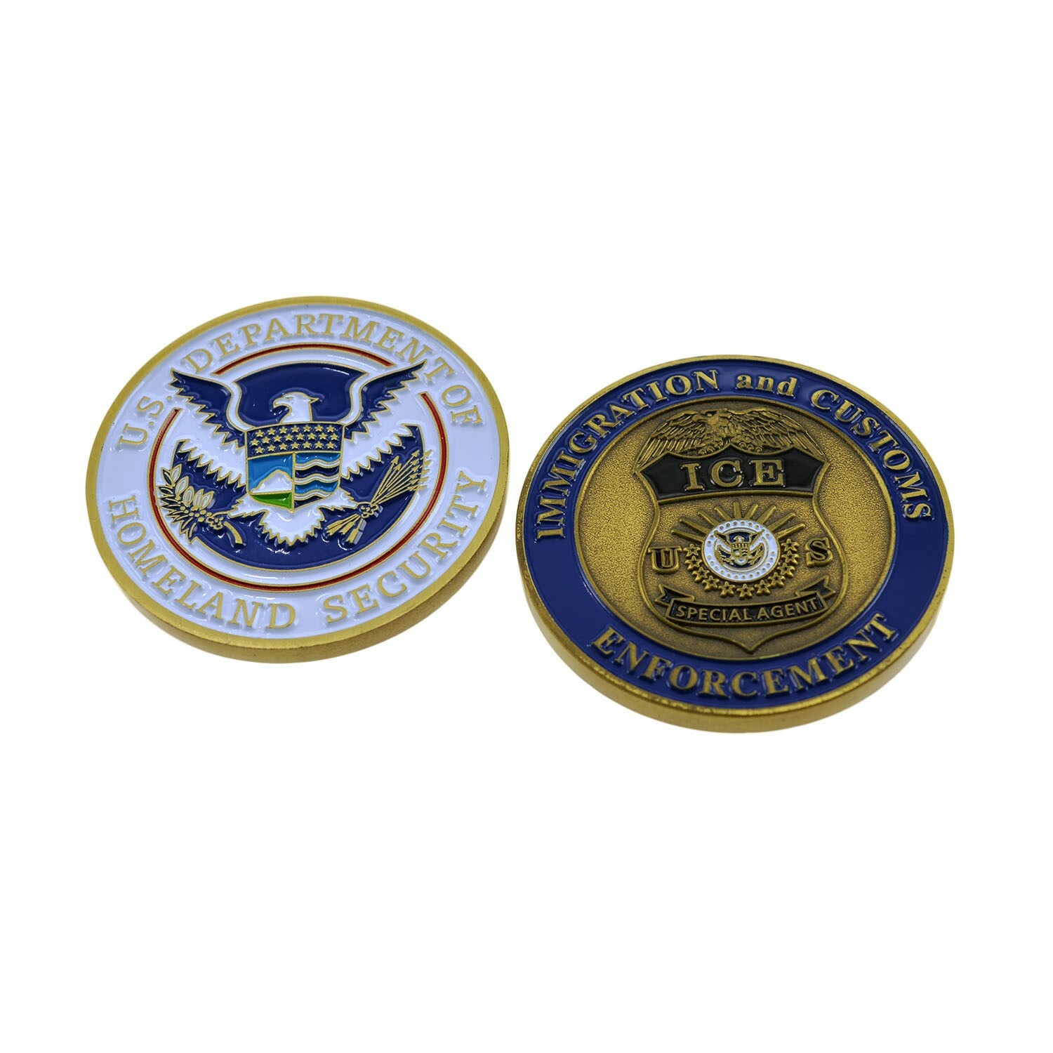Vintage ICE Special Agent Challenge Coin Antique Gold Plate