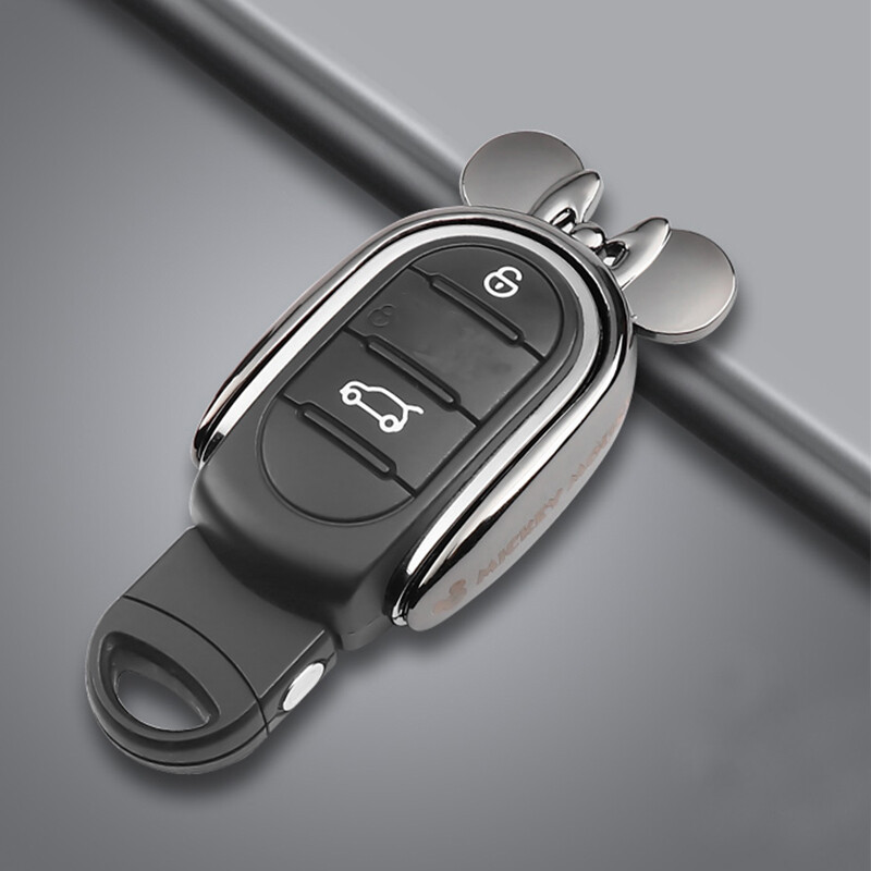 Gun Color Mickey Head  Car Key Fob Case Cover For MINI Cooper F54 F55 F56 F57F60