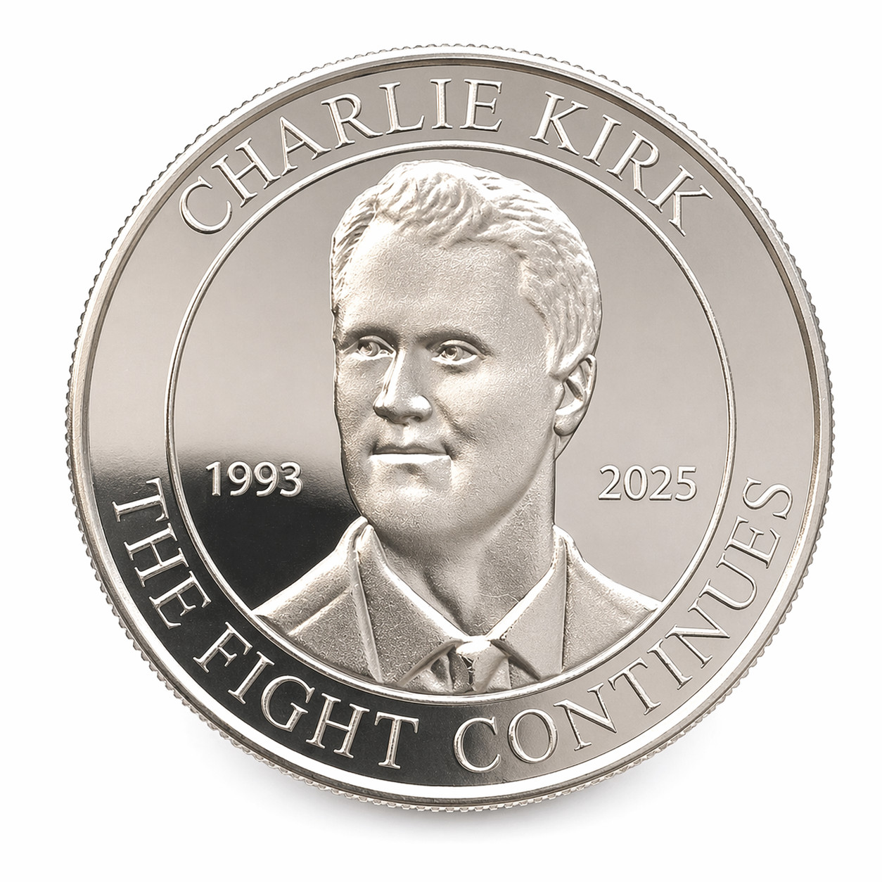 1 Troy Ounce .999 Pure Silver TPUSA Coin – “The Fight Continues” by Charlie Kirk