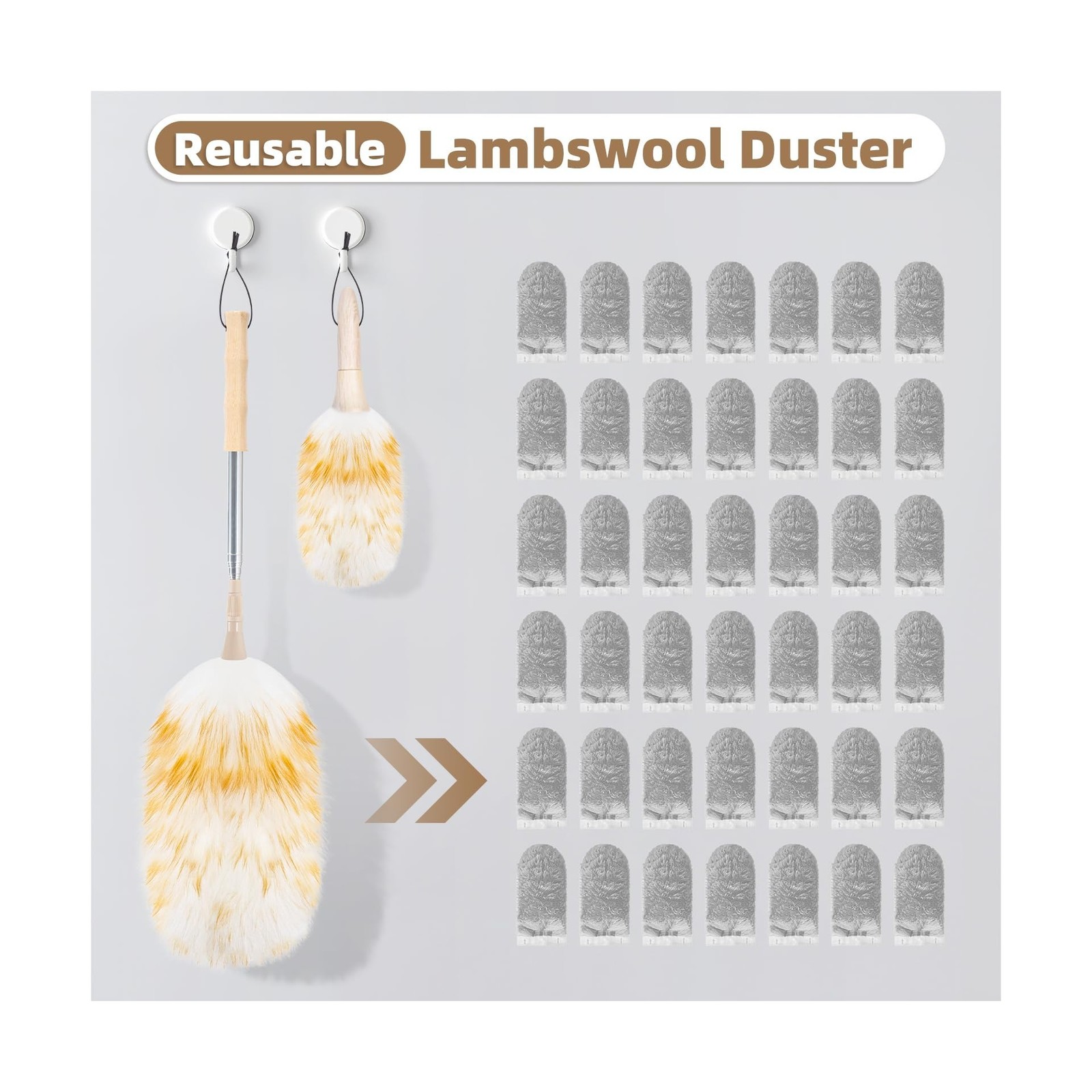 LOVECO Feather Duster for Cleaning, Extendable Lambswool Duster 29-... Fast Ship