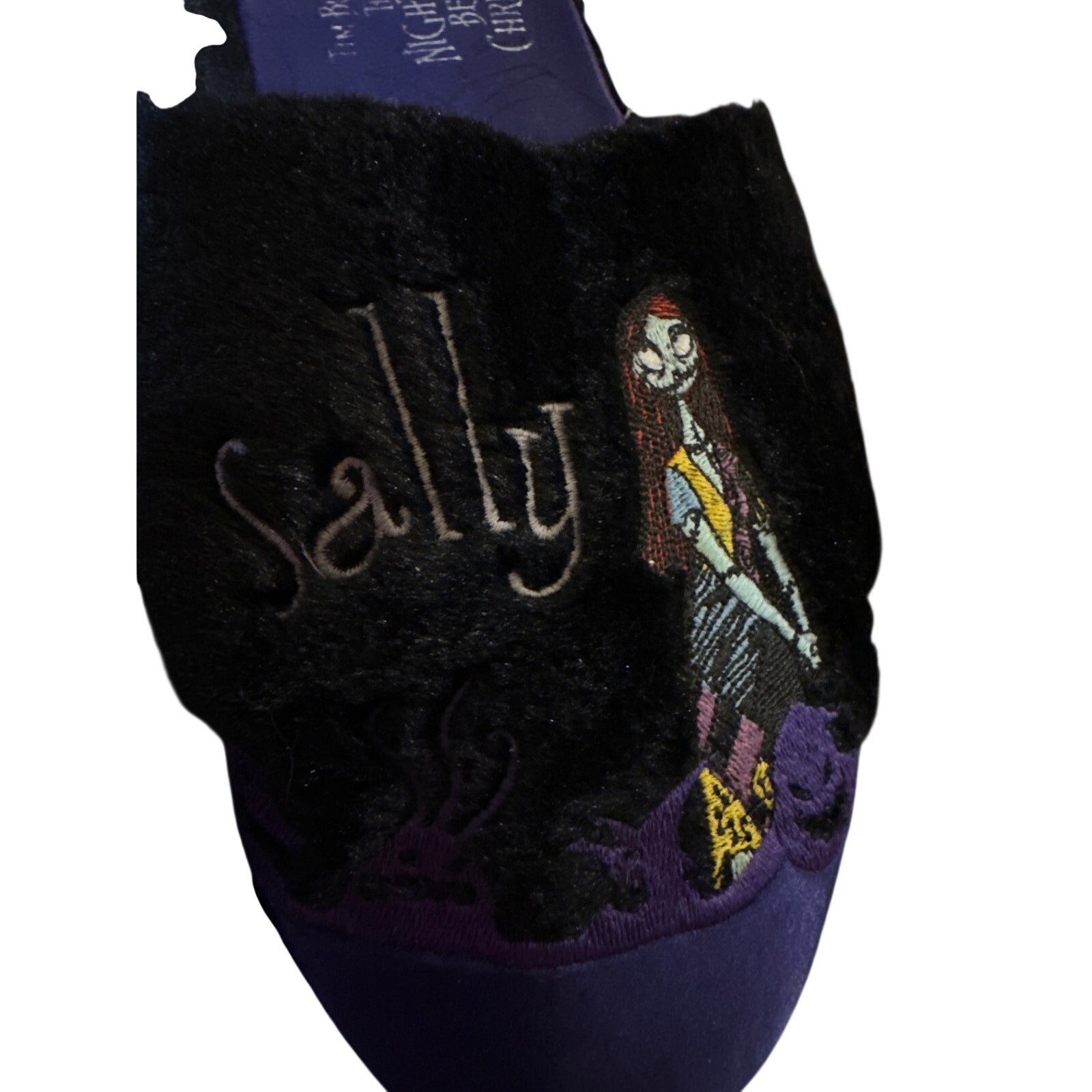 Women XL 11 12 Tim Burton's Nightmare Before Christmas Jack Sally Slippers Black