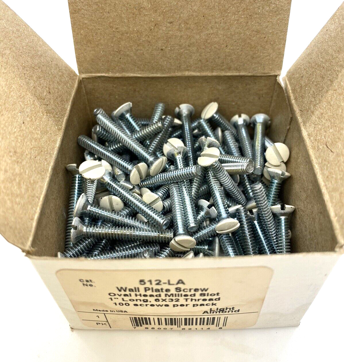 100 Pass & Seymour Wall Plate Outlet Screw Almond 512-LA, 1”, 6x32 Face Lot Bolt