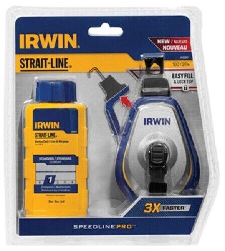 Irwin Strait-Line, 100', 4 OZ, Blue, Chalk Pro Reel, Speed Line, 3:1