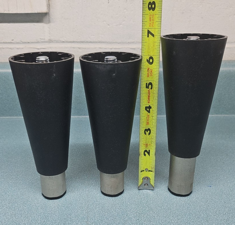 (3)Hatco 05.30.069.00  6"Blk Plastic Legs W/Adj. Metal Bottom 1/2"-13 stud flush