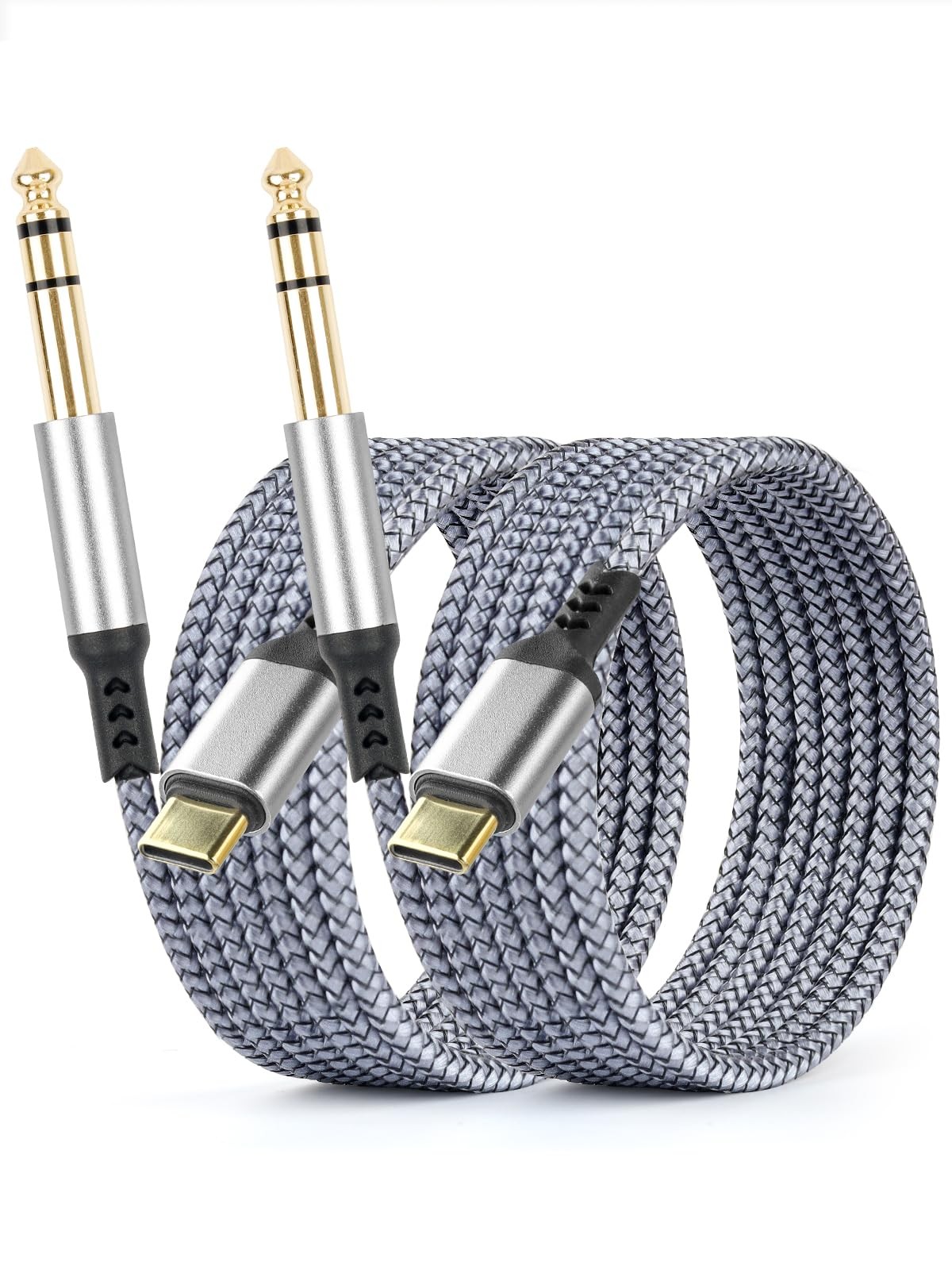 2 Pack USB C to 6.35mm 1/4 inch TRS Cable 6.6FT/2M,Type C Audio...