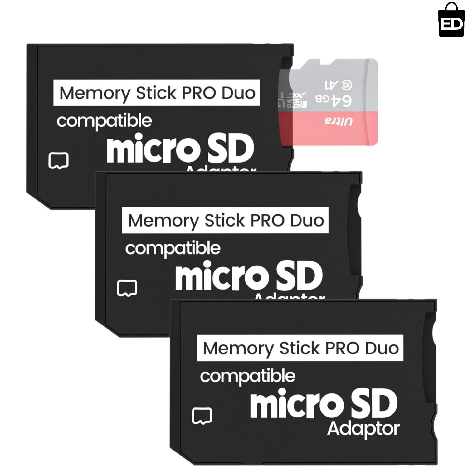 Durable 3 Pack Memory Stick Adapter: Convert Micro SD to MS PRO Duo Efficiently