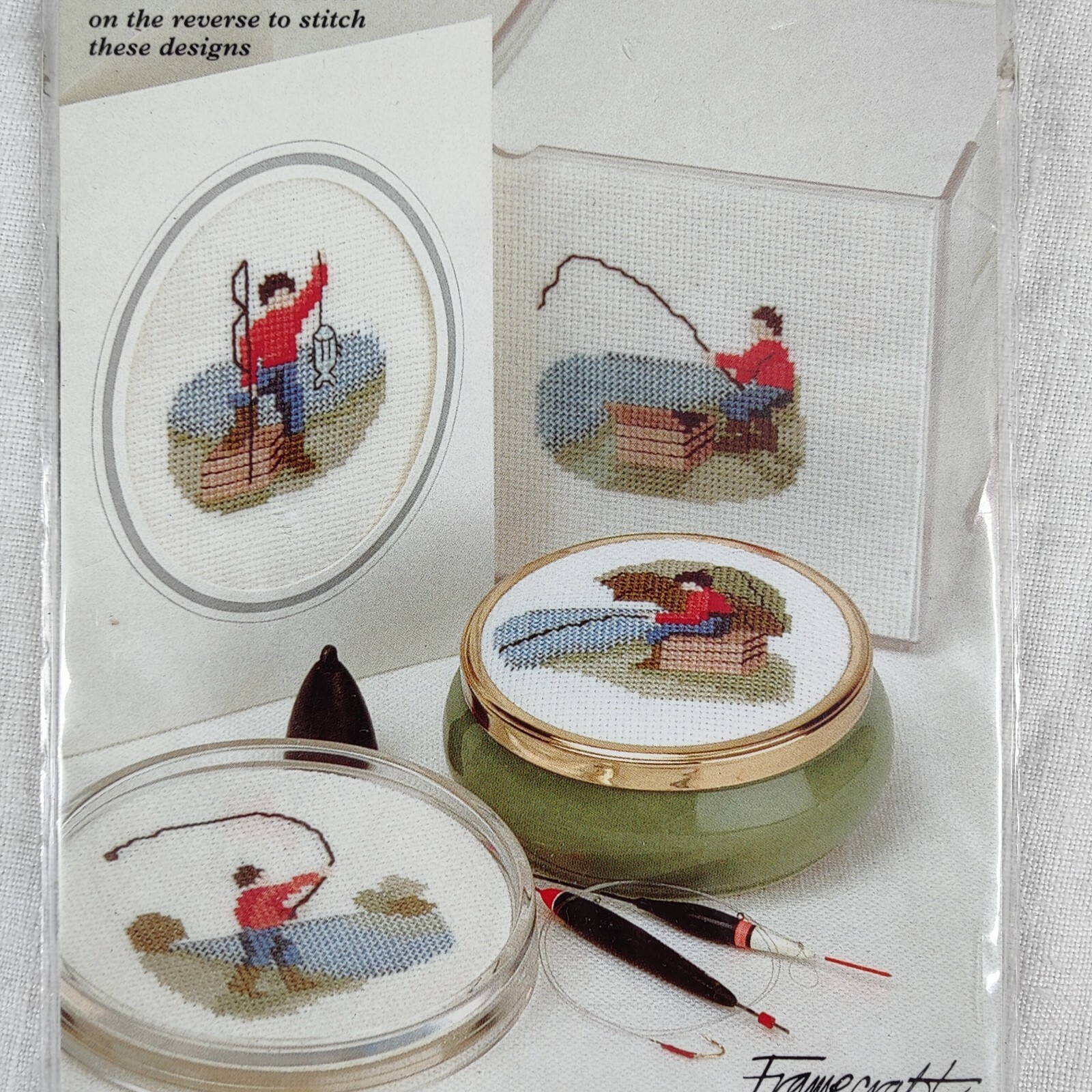 "Fishermen" Counted Cross-stitch Design Pack of 4 Templates Patterns Framecraft