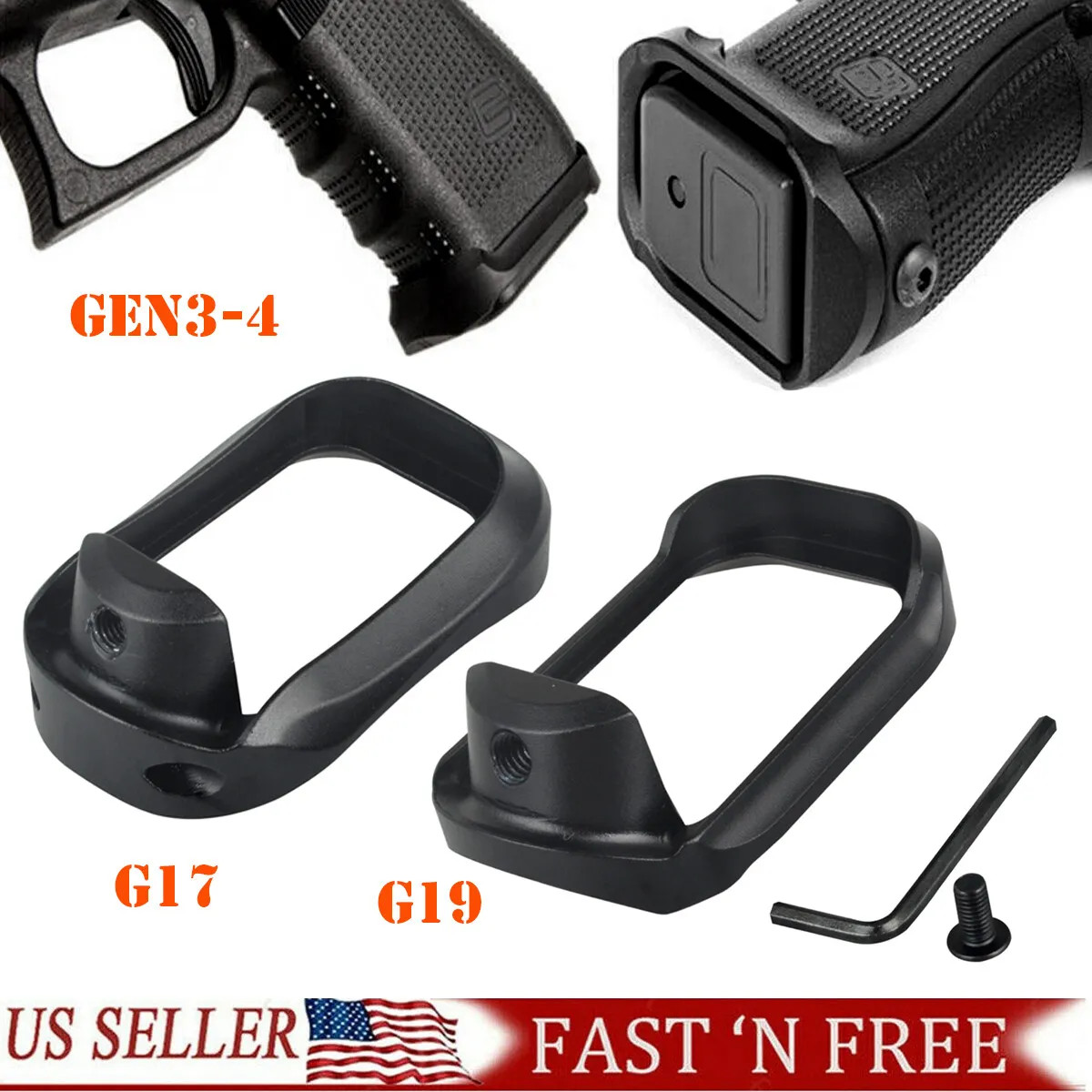 Magwell for Gen 3/4 Glock 17/22/24/35/34/37/19/23/32/38 Flared Aluminum Mag Well