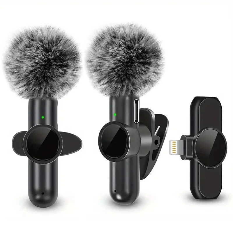 Wireless Lavalier Microphone With Windproof Cover Audio Video Recording Mini Mic