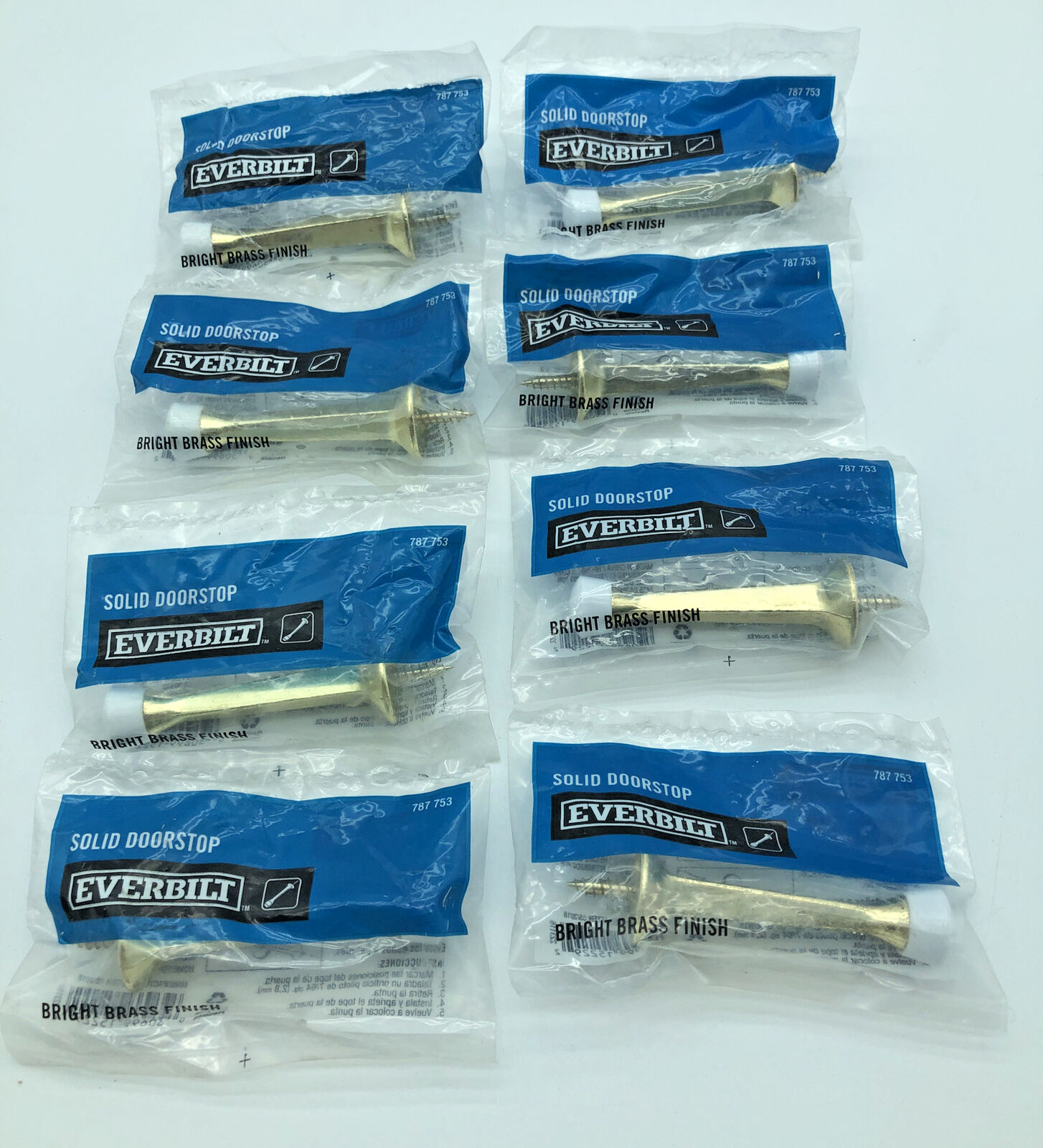 Lot 8 Everbilt Solid Doorstop Bright Brass Finish 787 753 Door Stop Rubber NEW