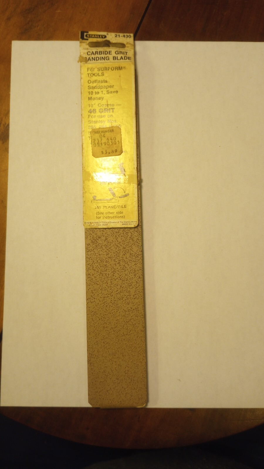 Vintage 1979 STANLEY Carbide Grit Sanding Blade 21-430 - !0" Coarse 46 Grit NOS
