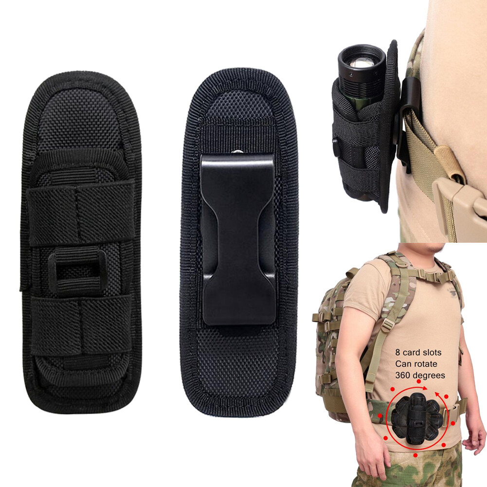 Tactical Hunting 360 Degrees Rotatable Molle Flashlight Pouch Holster Torch Case