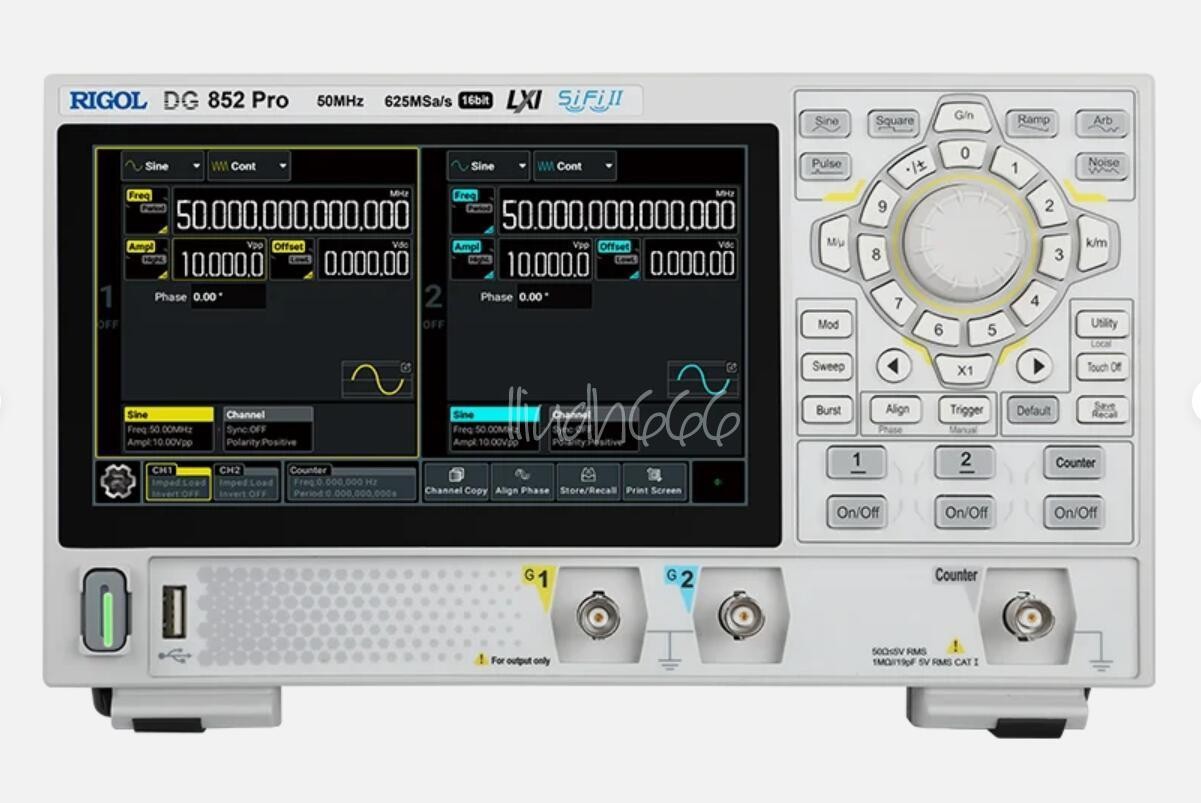 7'' Touch Screen RIGOL DG852 Pro 50MHz Dual Channel Arbitrary Waveform Generator