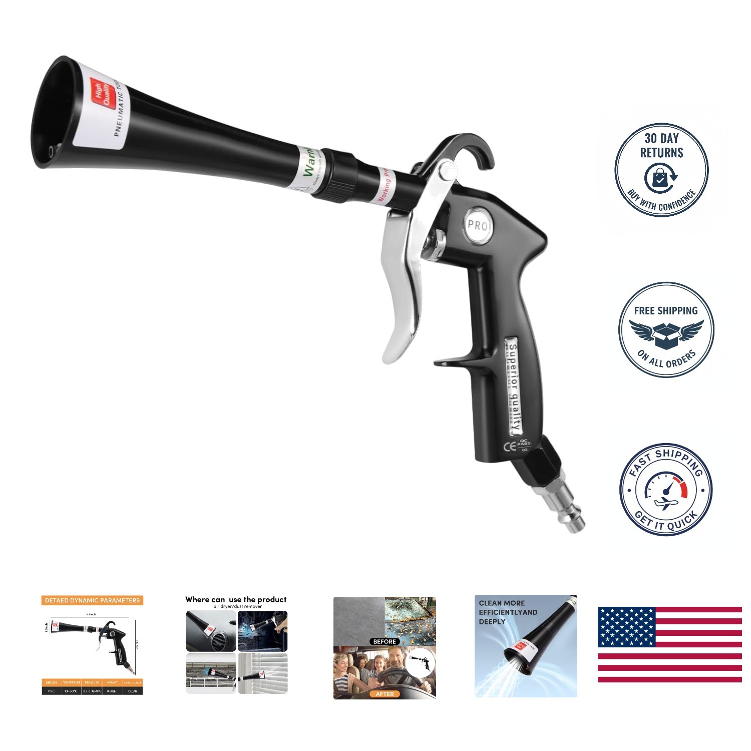 Tornador Z-014 Air Blow Out Gun for Cleaning and Air Drying Auto Surfaces