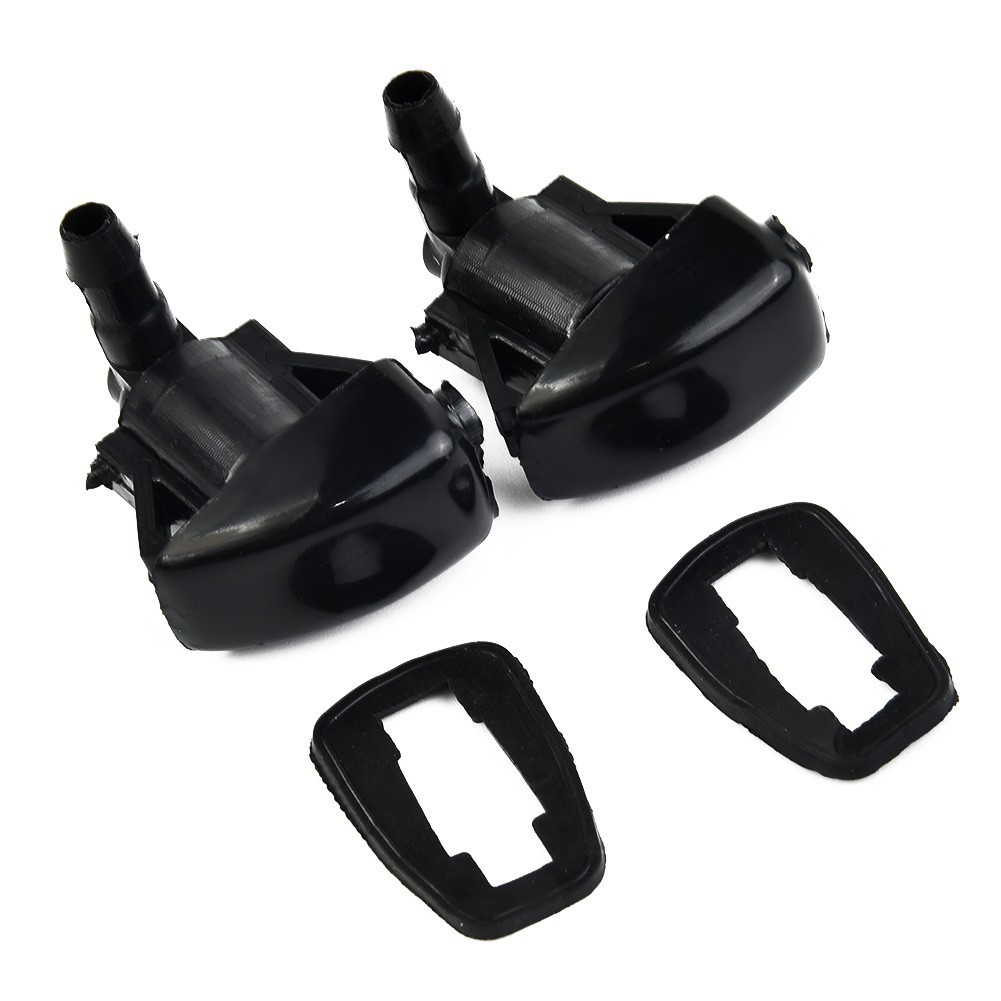 2PCs Washer Nozzle ABS Plastic Black Front Jet Windscreen Wiper Brand New