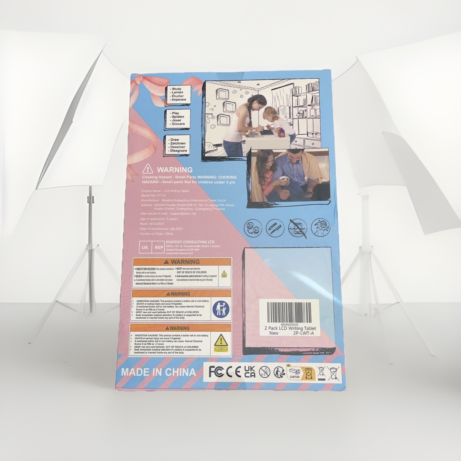 2 Pack 10" LCD Writing Tablet Study Play Draw & Erase Kids Gift