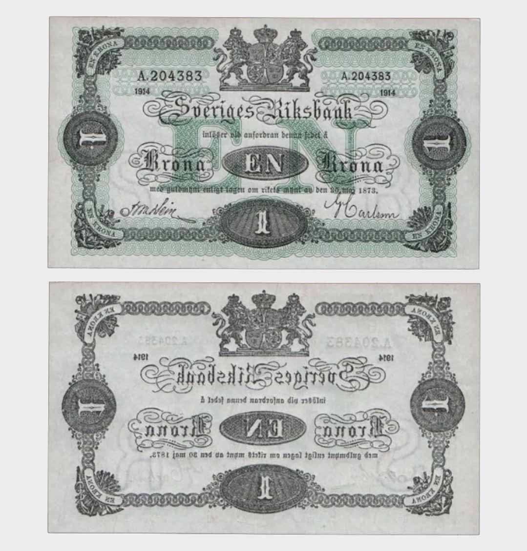Sweden - 1914 - 1 Krona - "aUNC+"  #CO8135