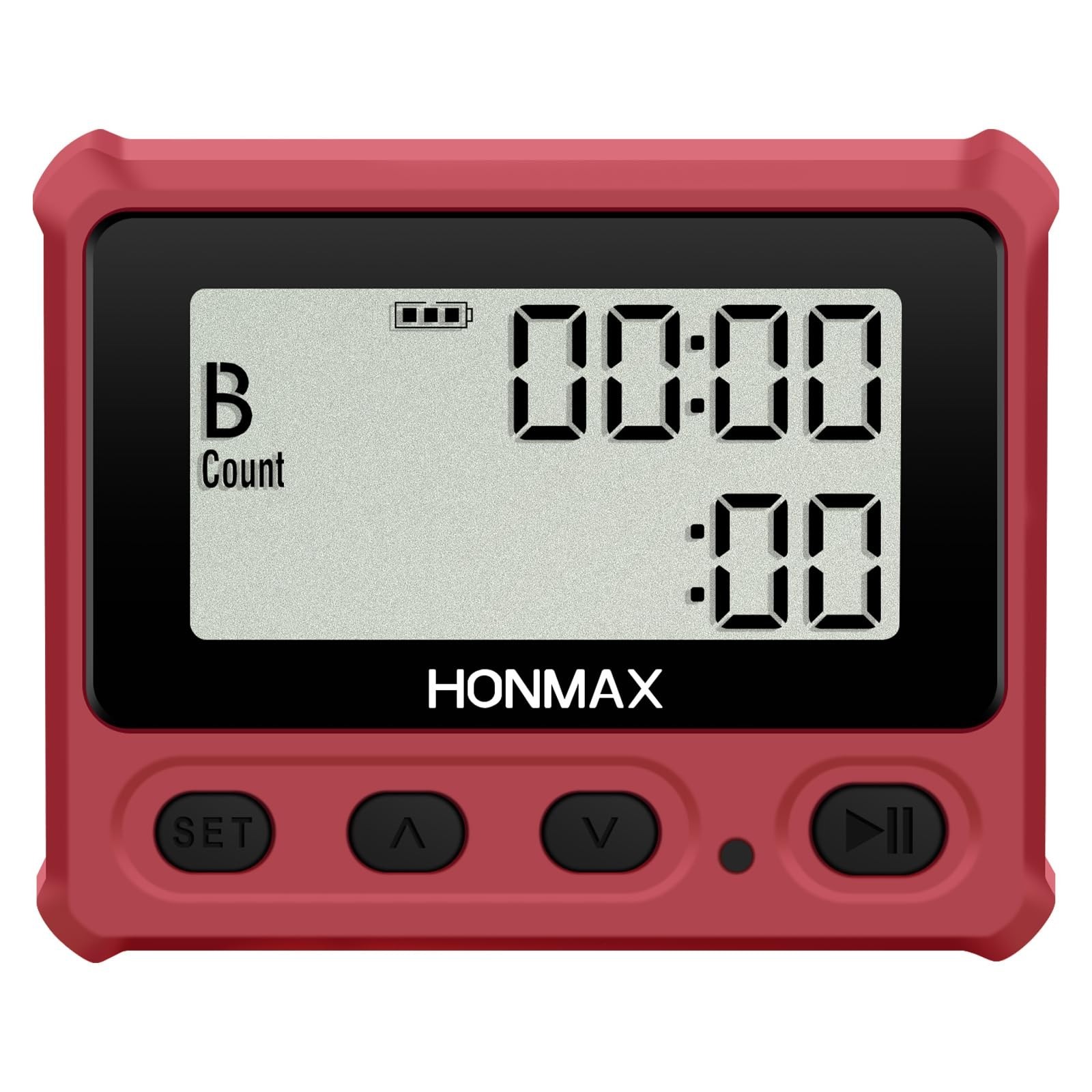 Honmax 8200-0401 Digital Interval Timer Stopwatch USB-C Rechargeable Red