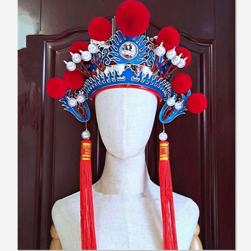 Hua Mulan Cosplay Hats Chinese Opera Dance Headwear New Year Stage Performance