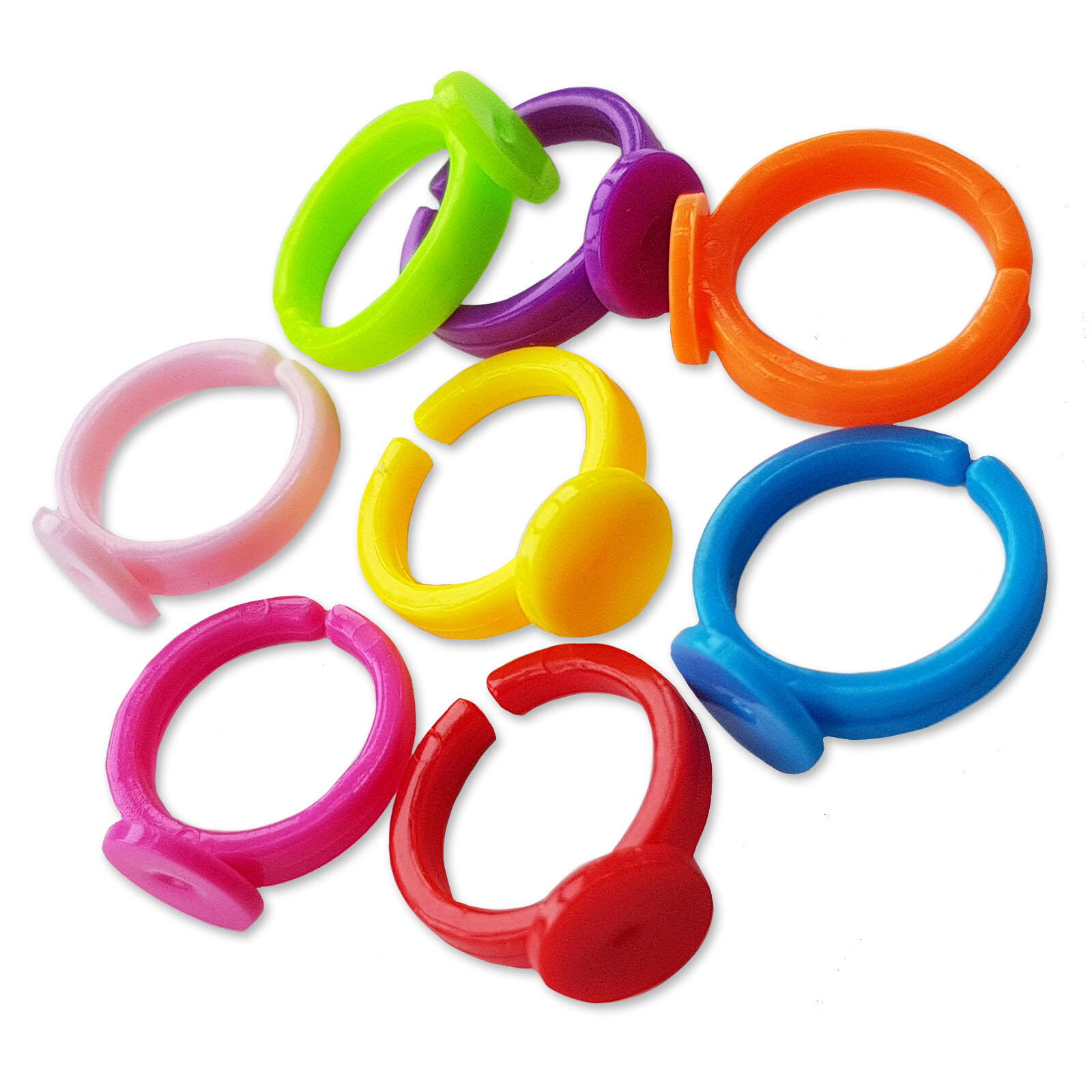 20pcs Assorted Kids/Children's RING BLANKS Bases Plastic Findings Adjustable DIY