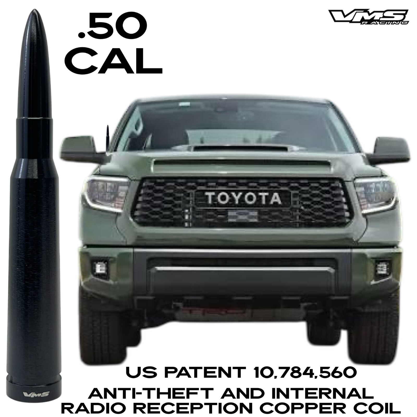 50 CALIBER CAL BULLET ANTI THEFT COPPER COIL ANTENNA FOR 14-19 TOYOTA TUNDRA