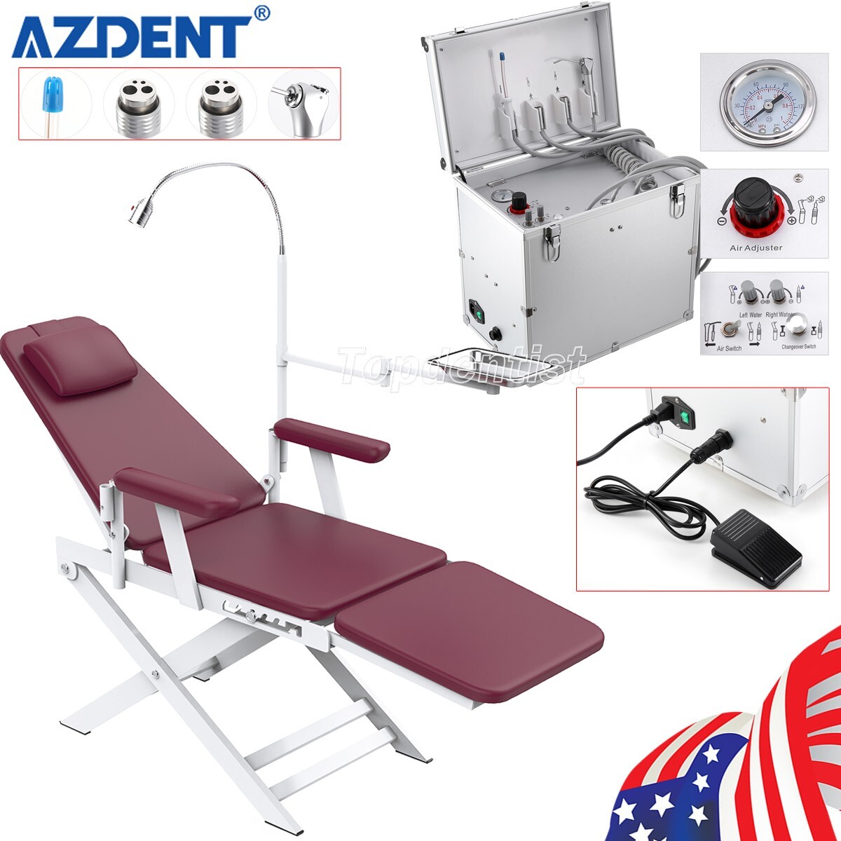 Portable Dental Mobile Delivery Unit Suction System Air Compressor /Chair 4 Hole